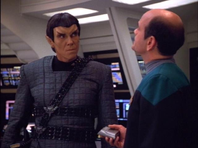 The Doctor and Romulan Commander Rekar