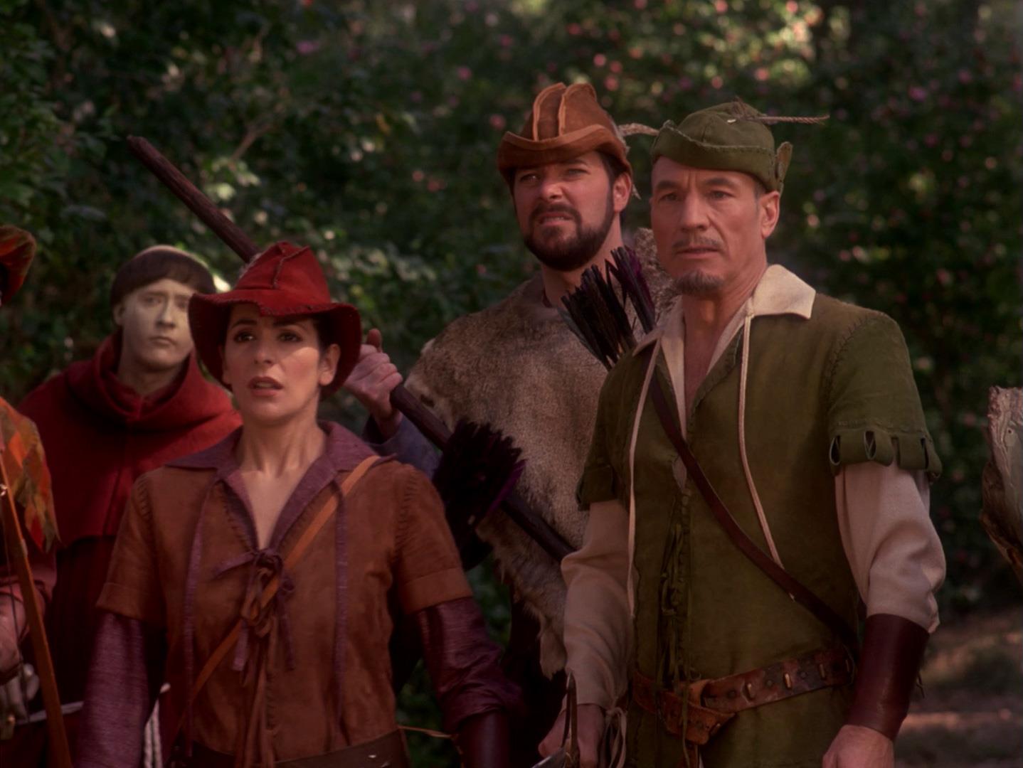 Q turns the crew into Robin Hood's Merry Men